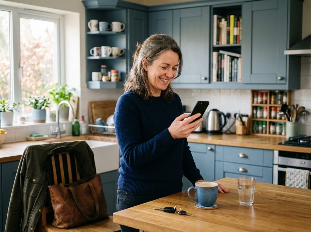 Proche recevant des nouvelles simples sur son téléphone